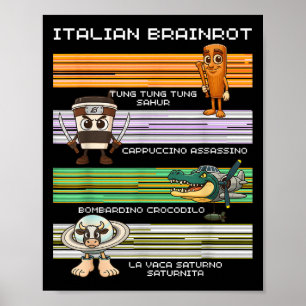 Italian Brainrot Meme Funny Compilation Character  Poster