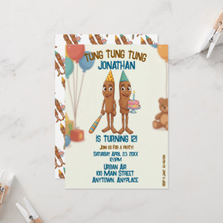 Italian Brainrot Tung Tung Tung Sahur Bday Party Invitation