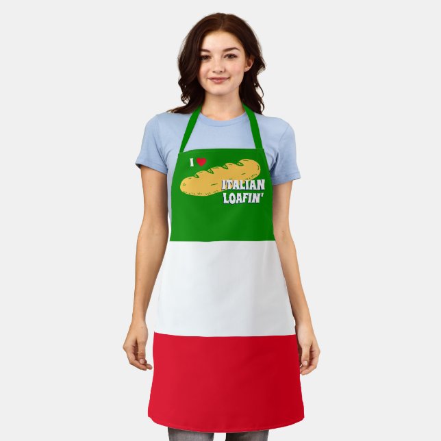 Italian bread Italy flag personalized baking Apron (Worn)