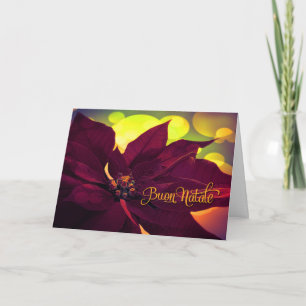 Italian Buon Natale Christmas Wine Poinsettia Holiday Card