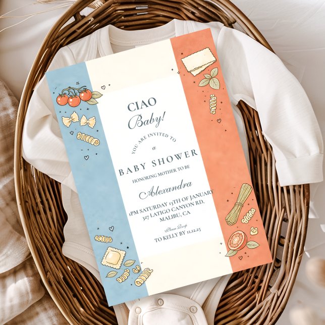 Italian Café Doodle Baby Shower Invitation (Creator Uploaded)