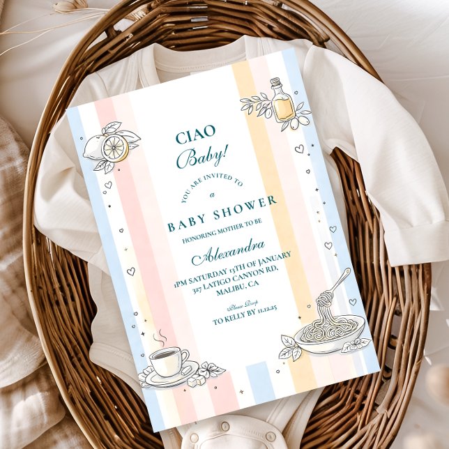 Italian Café Doodle Baby Shower Invitation (Creator Uploaded)