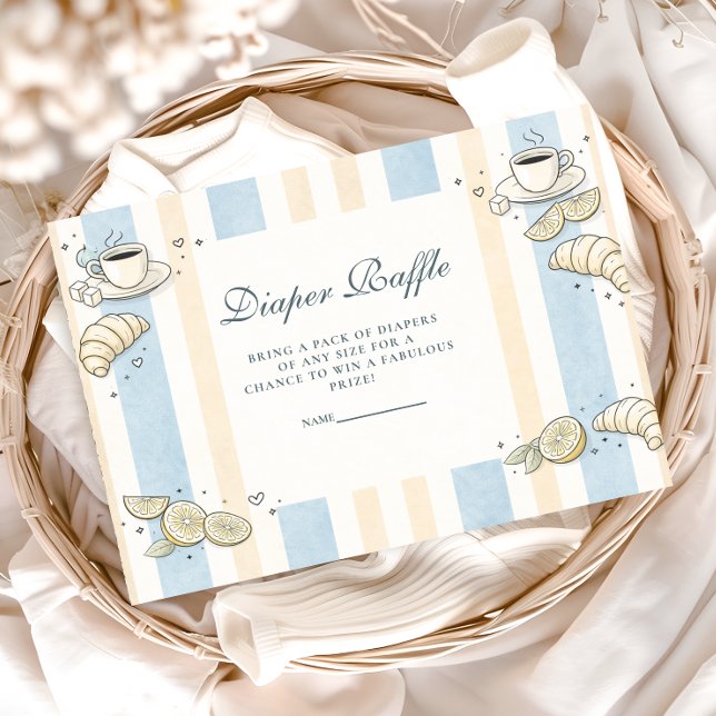 Italian Café Doodle Stripesr Diapper Raffle Enclosure Card (Creator Uploaded)