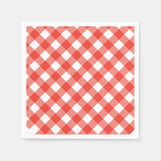 Italian Cafe Red Gingham Napkin (Front)