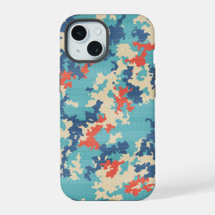 Italian Camo Summer Blue Unique Cargo Pattern iPhone 15 Case
