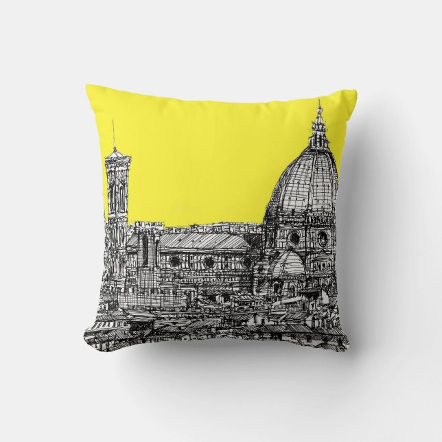 Italian cathedral in yellow cushion (Front)