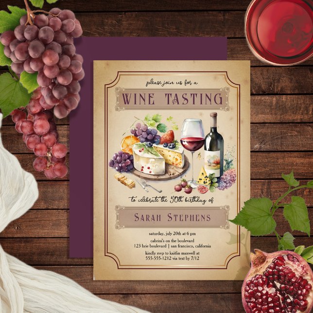 Italian Charcuterie Wine Tasting 50th Birthday Invitation (Creator Uploaded)