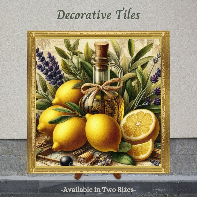 Italian Charm, Captured in Tile, Small Tile (Italian inspired decorative tile. Perfect tile to display in the kitchen.)