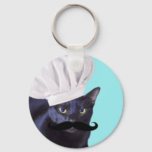 Italian Chef, Black Cat Key Ring