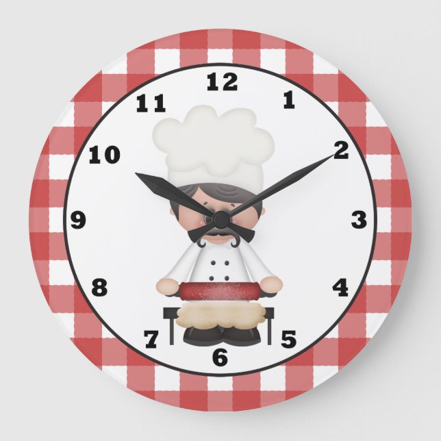 Italian Chef Cartoon kitchen wall clock (Front)