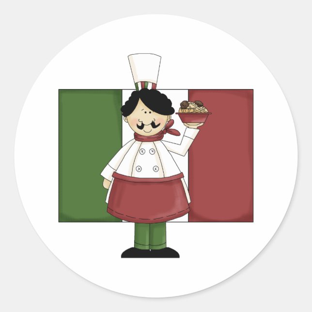 Italian Chef - Customisable Classic Round Sticker (Front)
