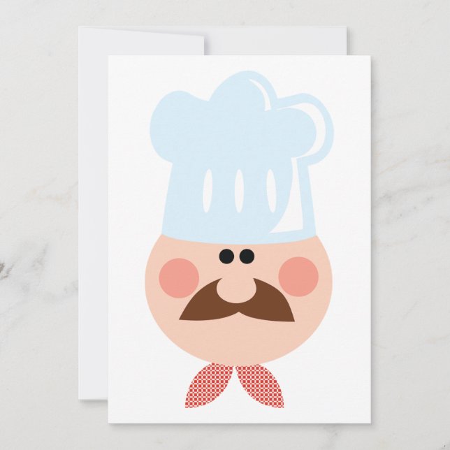 Italian Chef Face with Moustache and Hat Invitation (Front)
