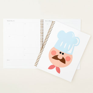 Italian Chef Face with Moustache and Hat Planner