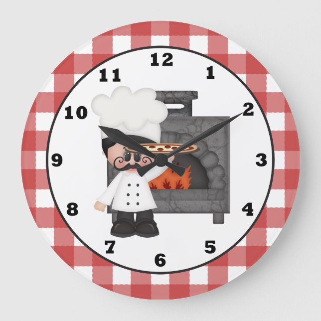 Italian Chef fun kitchen wall clock (Front)