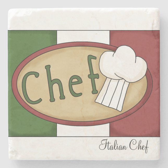 Italian Chef Hat Stone Coaster (Front)