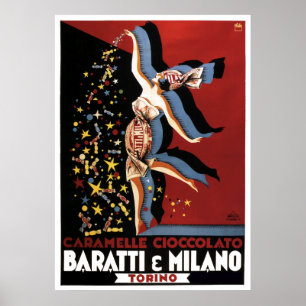 ITALIAN CHOCOLATE BARATTI & MILANO c. 1920 Poster