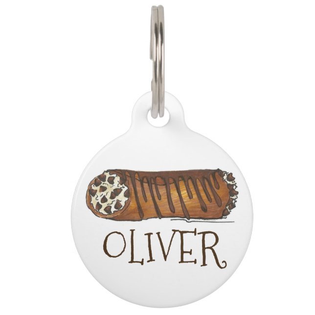 Italian Chocolate Chip Cannoli Italian Food Pastry Pet Tag (Front)