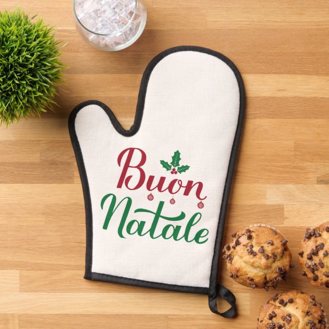 Italian Christmas Buon Natale Kitchen  Oven Mitt (Top down)