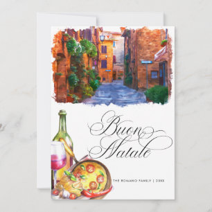 Italian Christmas Buon Natale Modern Photo  Holiday Card