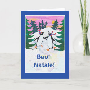 Italian Christmas Card - Skating Penguins