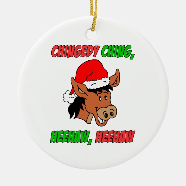 Italian Christmas Donkey Ceramic Ornament (Front)