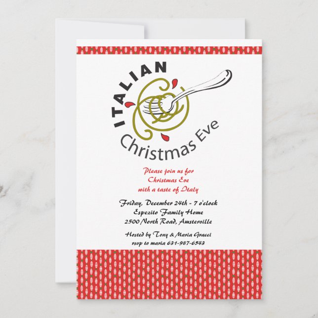 Italian Christmas Eve Dinner Invitation (Front)