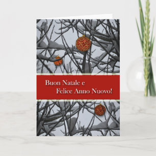 Italian Christmas, Ornaments in Snow Holiday Card