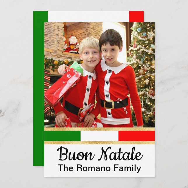 Italian Christmas Photo Buon Natale Holiday Card (Front/Back)