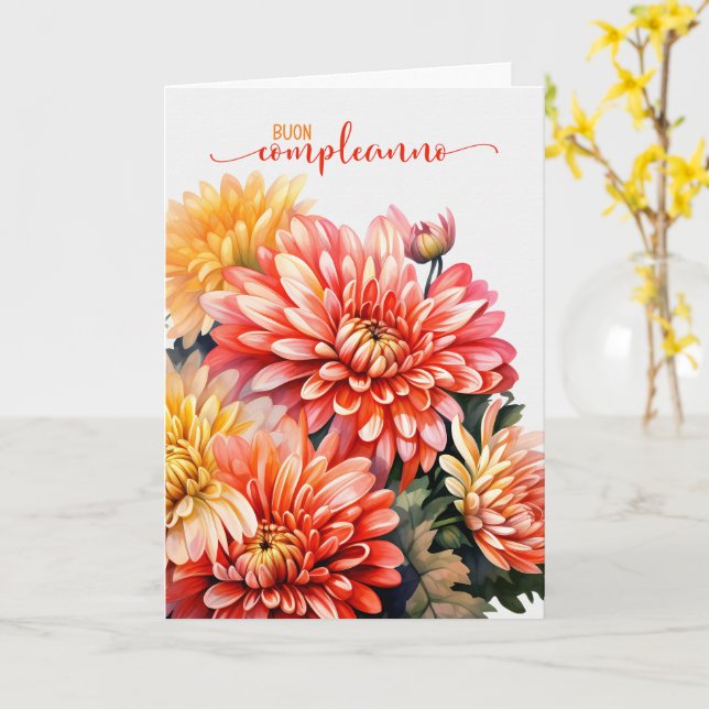 Italian Chrysanthemums for November Birthday Card (Yellow Flower)