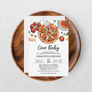 Italian Ciao Baby Pizza Red Baby Shower  Invitation