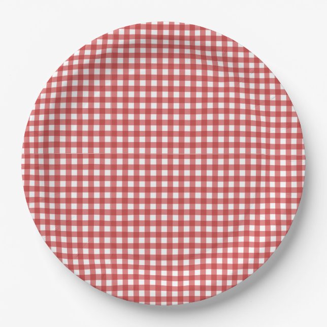 Italian Ciao Baby Red Checkered Baby Shower  Paper Plate (Front)