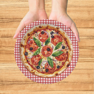 Italian Ciao Baby Red Checkered Baby Shower  Paper Plate