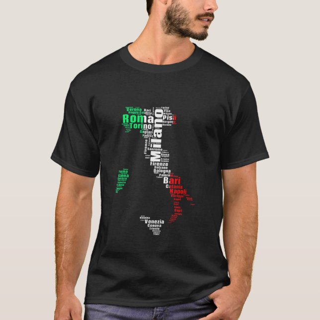 Italian Cities Italy Love Flag Boots Map T-Shirt (Front)