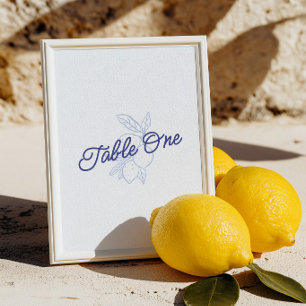 Italian Citrus Blue & Yellow Lemon Wedding Invitation