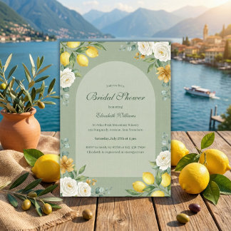 Italian Citrus Sage Green Bridal Shower Invitation