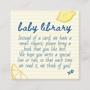 Italian Citrus Yellow Gingham Baby Library Enclosure Card