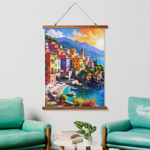 Italian Coast Flowers Hanging Tapestry