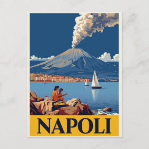 Italian Coast Naples Vesuvius Artwork Postcard