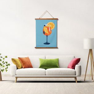 Italian Cocktail Happy Hour Vintage Retro Abstract Hanging Tapestry