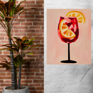 Italian Cocktail Happy Hour Vintage Retro Abstract Poster