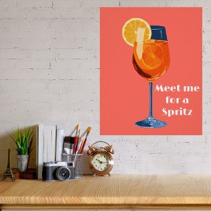 Italian Cocktail Happy Hour Vintage Retro Abstract Poster