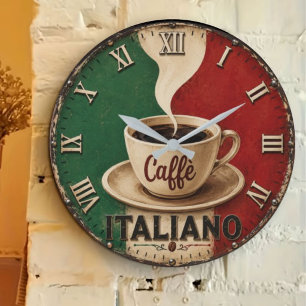 Italian Coffee Vintage Café Espresso Kitchen Gift Large Clock