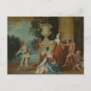 Italian Comedians in a Park, c.1725 Postcard