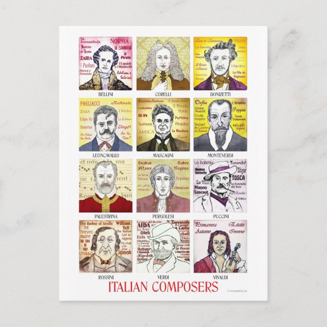 Italian Composers postcard (Front)
