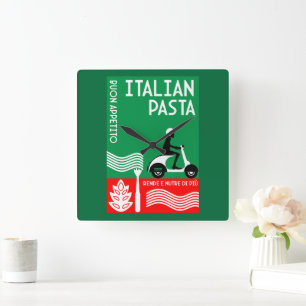 Italian Cook Square Wall Clock