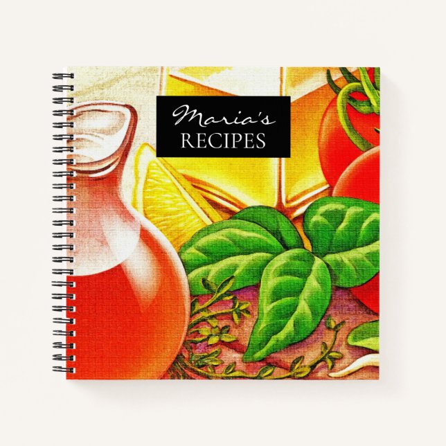Italian Cooking Ingredients Personalised Recipes Notebook (Front)