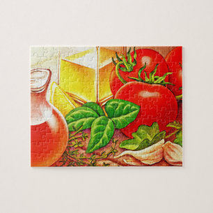 Italian Cooking Ingredients Tomatoes and Basil Jigsaw Puzzle