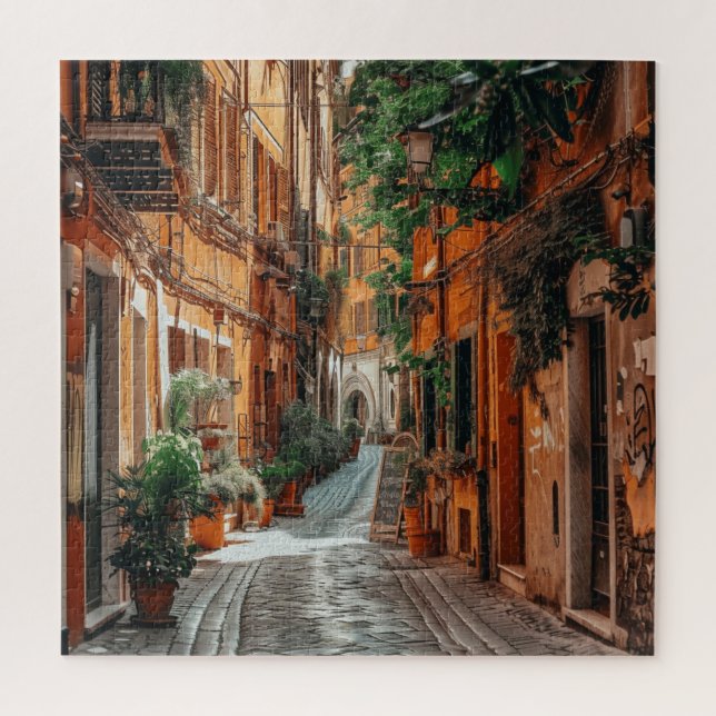 Italian Corner Street & Piazza - Charming Village Jigsaw Puzzle (Vertical)