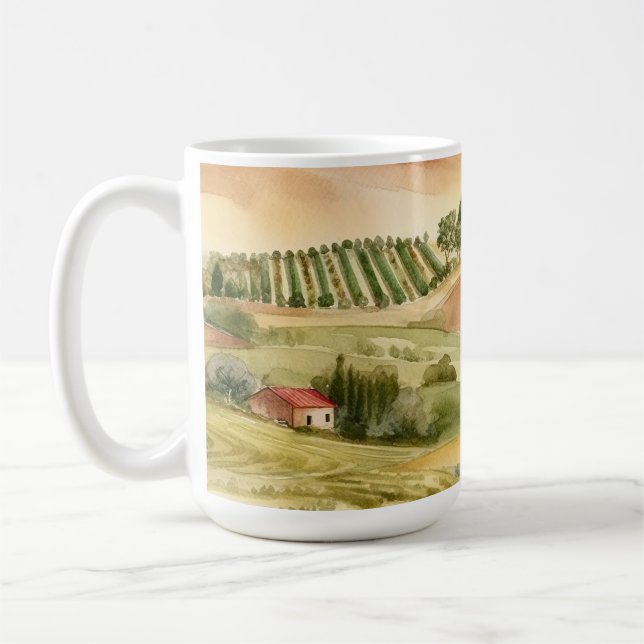 Italian Countryside Scenic Italy Watercolor Coffee Mug (Left)