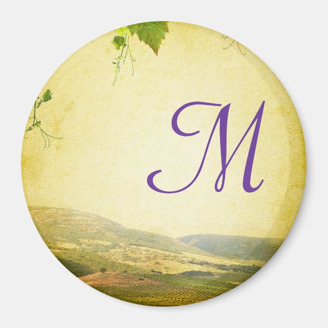 Italian Countryside Winery Monogram Initial Magnet (Front)